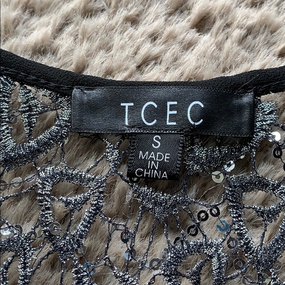 Sheer Black and Silver Sparkle Tank Top - Picture 3 of 6